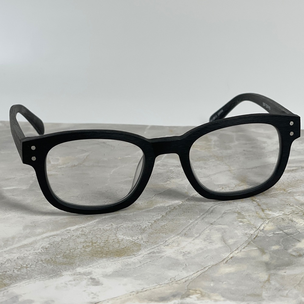 Eyebobs Biff Square Frames Glasses Black Wood Grain with Leather Slip Case - Picture 2 of 12